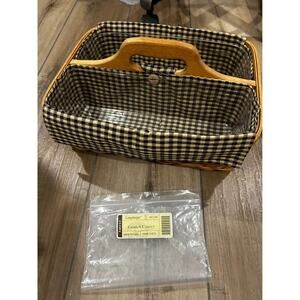 Longaberger Carry & Caddy basket khaki check liner protectors